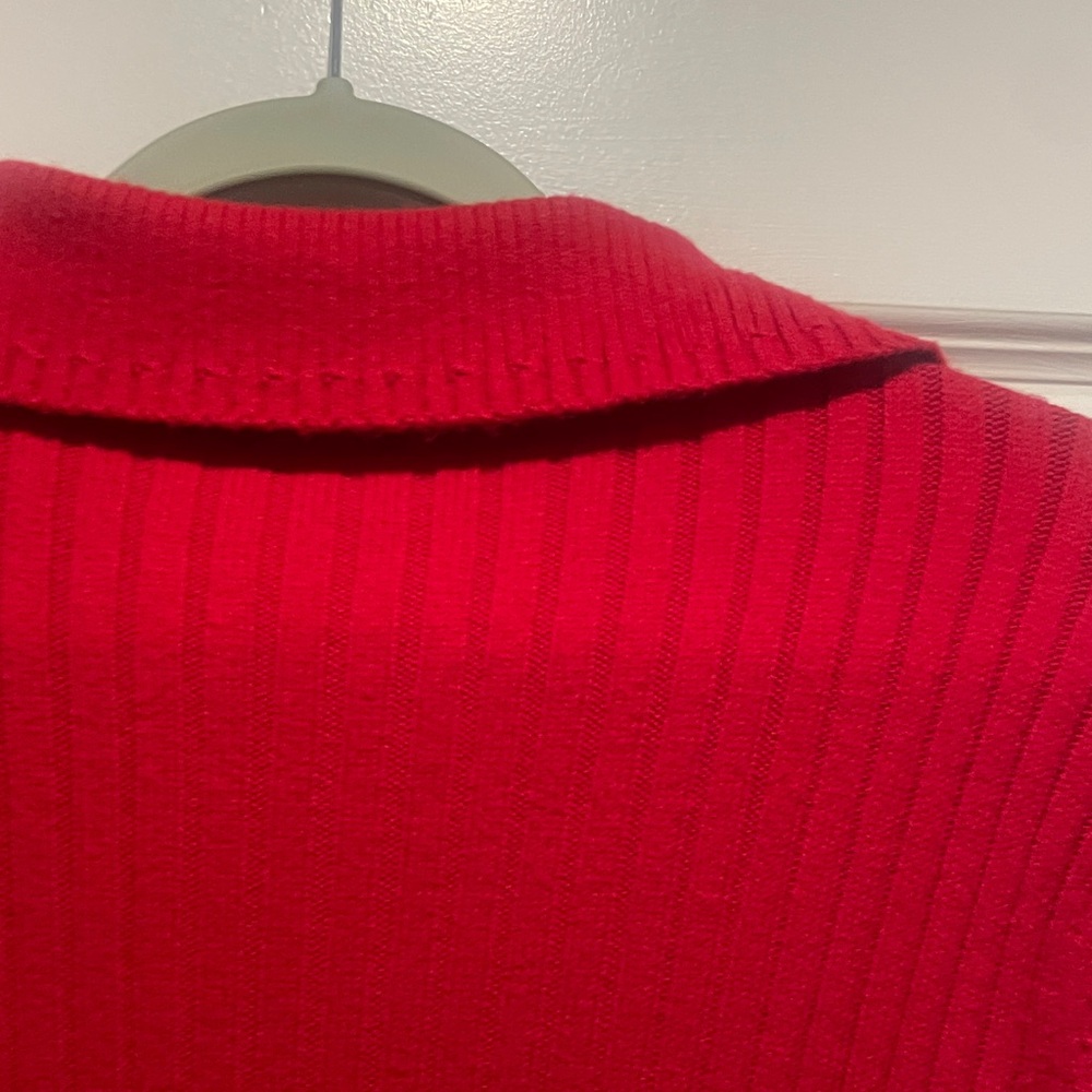 Talbots Red Ribbed Half-Zip Sweater - Picture 7 of 8